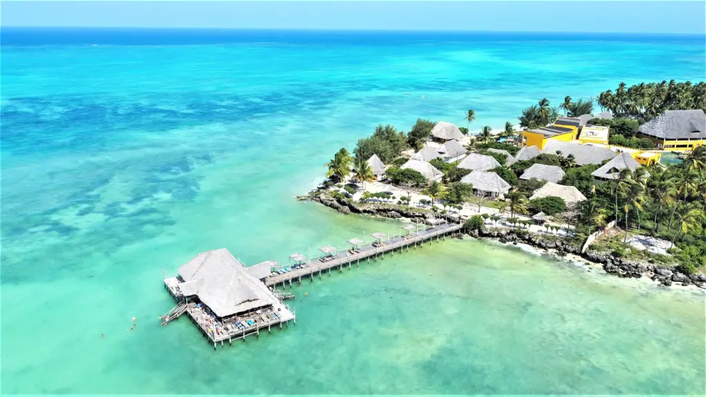 A jetty leading to an overwater restaurant at Jambiani, Zanzibar